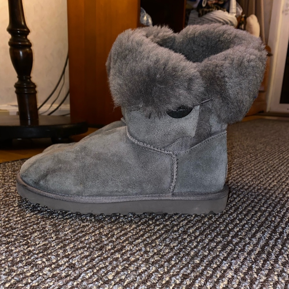 Grey Bailey Button Ugg Boots